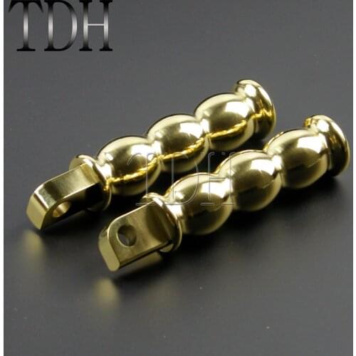 Motorcycle Brass Balls Ribbed Footpegs Foot Rests Foot Pegs Pedals 10mm Mounting Hole For Harley Cafe Racer Chopper