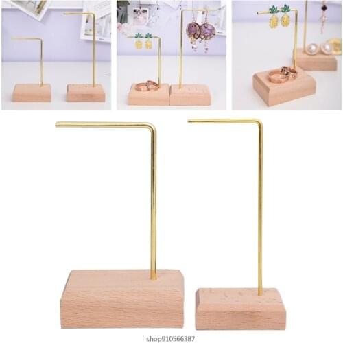 Wooden Base Metal Earring Display Stand Earring Holder Ear Clip Stud Jewelry Display Organizer Stand Earring Rings 21 Wholesales