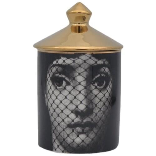 Lady skull Candle Holder Diy Handmade Candle Jar Female Face Storage Bin Box Ceramic Craft Home Decor Jewelry Container with Lid