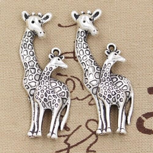6pcs Charms Giraffe Deer 54x22mm Handmade Craft Pendant Making fit,Vintage Tibetan Silver color,DIY For Bracelet Necklace