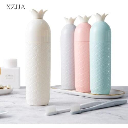 XZJJA Portable Cartoon Pineapple Toothbrush Box Outdoor Travel Tooth Brush Protect Case Bathroom Toothbrush Holder With Cover