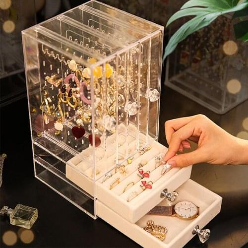 Transparent Acrylic Earring Stand Shelf Jewelry Storage Box Display Ear Stud Jewellery Stand Storage Case Storage Shelf