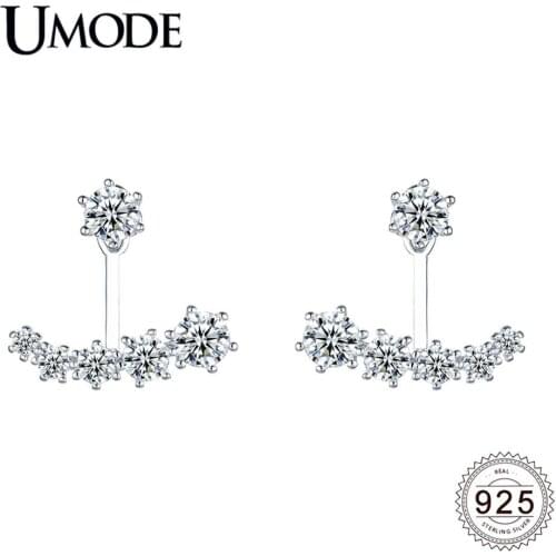 UMODE 2019 New 925 Sterling Silver Simple Zircon Diamond Stud Earrings for Women Birthday Gift CZ Jewelry Brincos Bijoux ALE0637
