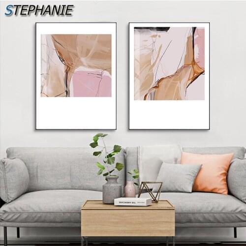 Nordic Pink Watercolor Poster and Print Fashion Canvas Painting Artistic Wall Pictures for Living Room Abstract Wall Art Decor