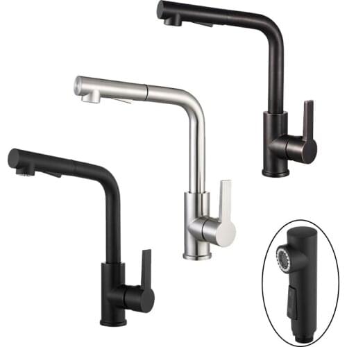 Kitchen Basin Faucet Pull Out Sink Mixer Tap Bathroom Taps Spray Head Deck Mounted Cold and Hot Mixer Rotatable Water Sink Tap