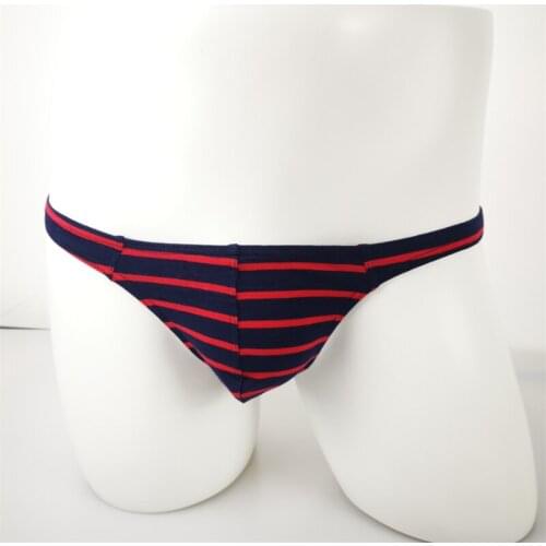Hot Man High-Quality Soft Cotton G-String Colorful Striped Gay Male T-Pants Breathable Brief Sexy Thong