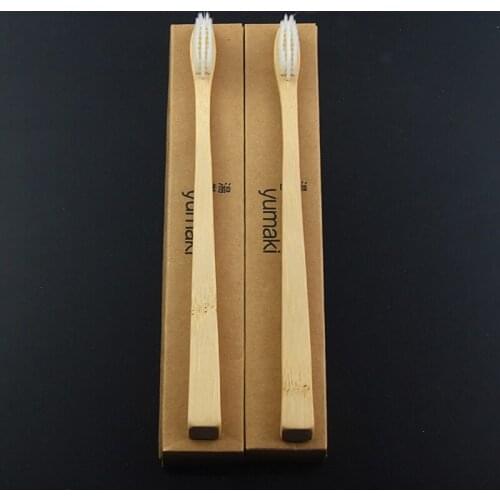 DR.PERFECT 2 Pieces Extra Slim Wood Toothbrush Bamboo Novelty Bamboo Toothbrush Soft-bristle BPA Free Nylon Bristle Toothbrush