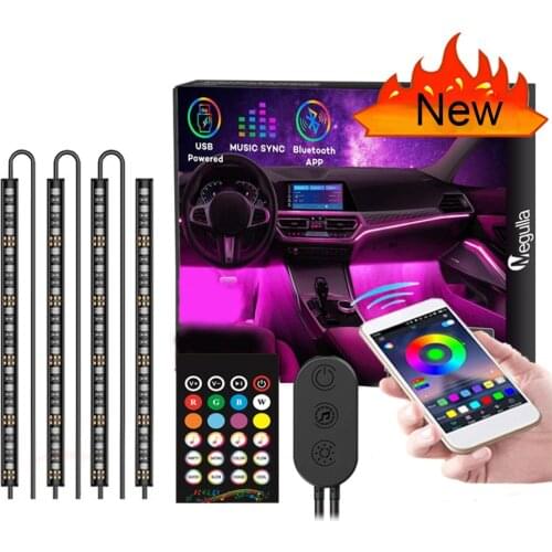 Car Interior Atmosphere Light RGB LED Strip With USB Wireless Remote Music Control +Cigarette lighter Decoration Light
