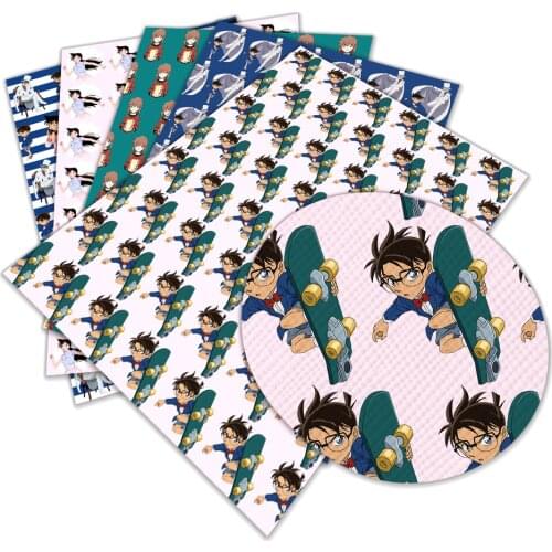 Anime Cartoon Printed Faux Leather Cross Pattern 30 X 136cm Rolls for Hair Bows DIY Bag Earrings Materials