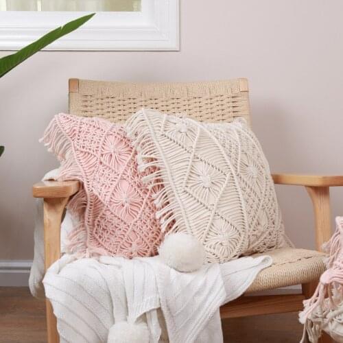Woven With Tassel Pillowcase Cotton Canvas Throw Cushion Cover Sofa Home Outdoor Office Decorative PillowCover 40860