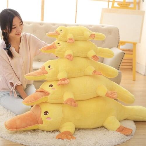 Duckbill Duckmole Platypus Lying Plush Toy Yellow Stuffed Animal Pillow Kids Sleeping Companion Toy 50/60/80/100/120cm