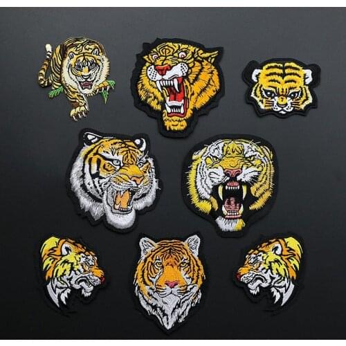 High Quality Tiger Lion Animal Embroidery Iron On Patches For Clothing Appliques DIY Hat Coat Dress Accessories Cloth Stickers