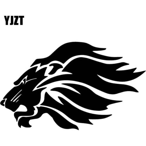YJZT 15.9CM*9.7CM Lion Head Cartoon Decorate Car Sticker Car Window Accessories Vinyl Decal Black/Silver C4-1035