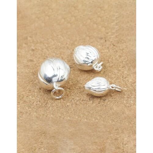 S925 Sterling Silver Jewelry Thai Diy Accessories 8mm Wide Flower Bud Crystal Pendan Metal Findings Pendant Earrings Zipper Pul