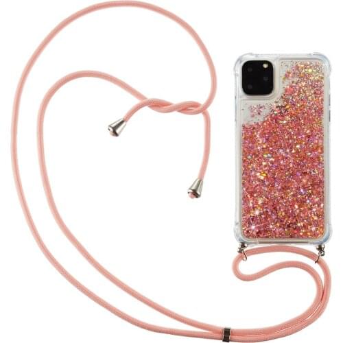 Lanyard Quicksand Glitter Bling Flowing Floating TPU Cushion Protective Case For iPhone 11 Pro max iPhone X XS MAX XR