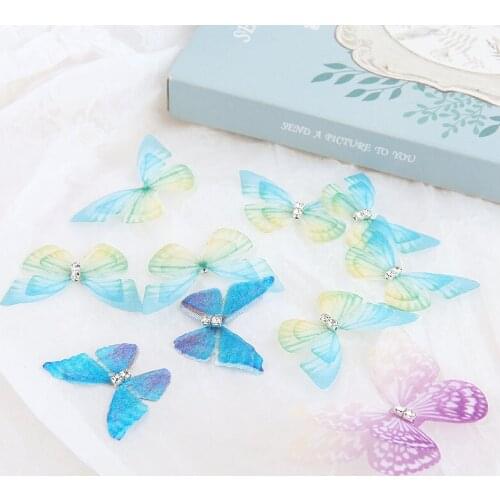 10pcs 2020 New Sweet net yarn dream romantic butterfly Butterfly Earrings for Women Party Jewelry DIY hair accessories materials