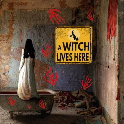 1pc Halloween Warning Sign Stickers Self-adhesive Horror Themed Wall Stickers Creative Party Holiday Decoration Decals