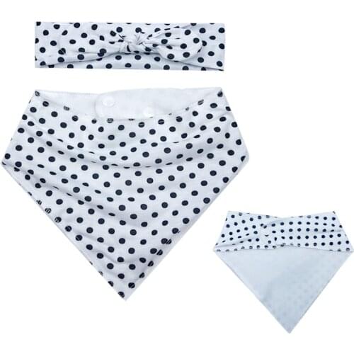 2Pcs/Set Baby Headband And Saliva Towel Floral Print Newborn One Side Bibs Boys Girls Bandana Burp Cloths Feeding Smock Stuff