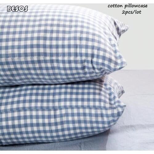 2pcs Simple High Grade Size 45x72cm Lattice Pure Cotton Wash Pillowcase Family Hotel Hospital Bedding Pure Cotton Pillowcase