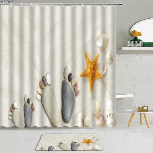 2Pcs Desert Stone Shower Curtain 3D Green Bamboo Orchid Pebble Butterfly Non-Slip Bath Mat Bathroom Decoration Bath Curtains Set