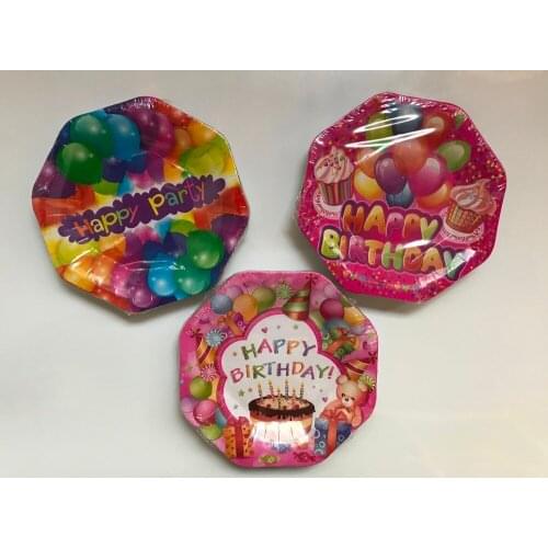 20pcs 7inch Disposable Paper Plates For Kids Birthday Party Tableware Dessert Platesr Party Decor