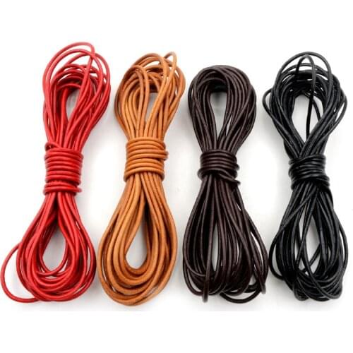 5 Meters/Lot 1-3mm New 4 Colors Genuine Cow Leather Round Thong Cord DIY Bracelet Findings Rope String For Jewelry Making