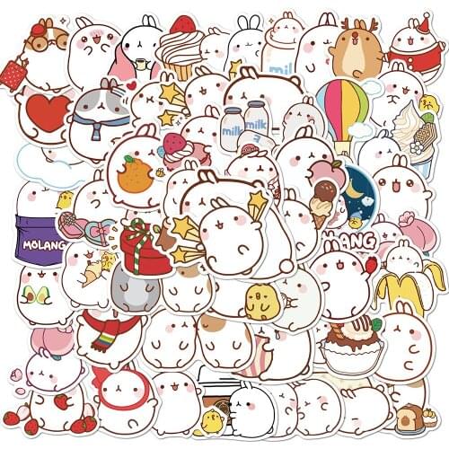 50pcs Korea Cute Lovely Rabbit Sticker Waterproof Kawaii Cartoon Stickers For Laptop Skateboard Luggage Moto Stiationery Sticker