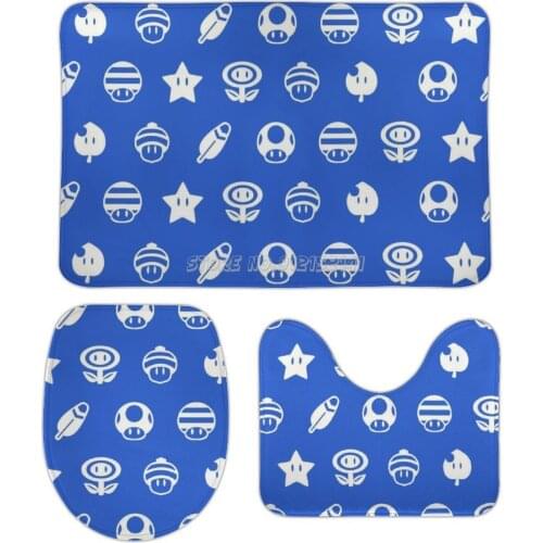 52891760 3pcs Bathroom Mats Set Coral Velvet Bath Mats Toilet Rug Cover Anti Slip Carpet for Home Decor Super Powerup Power Up I