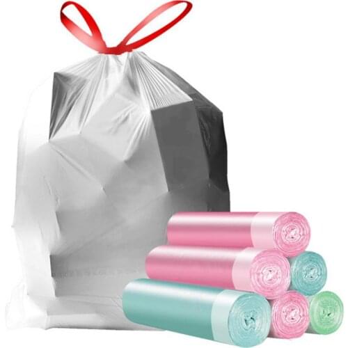 60% Hot Sale 12Pcs/1 Roll Portable Thick Drawstring Kitchen Rubbish Holder Waste Garbage Bag For Home Cleaning Accessories