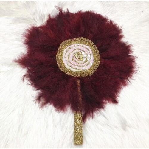 African high quality Feather fan with sequins stones nigerian wedding feather fan for party wedding
