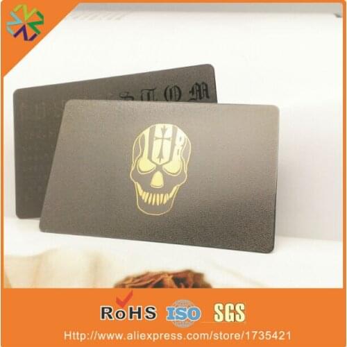 Free design custom logo/words 0.35mm thickness 80*50mm black metal name card