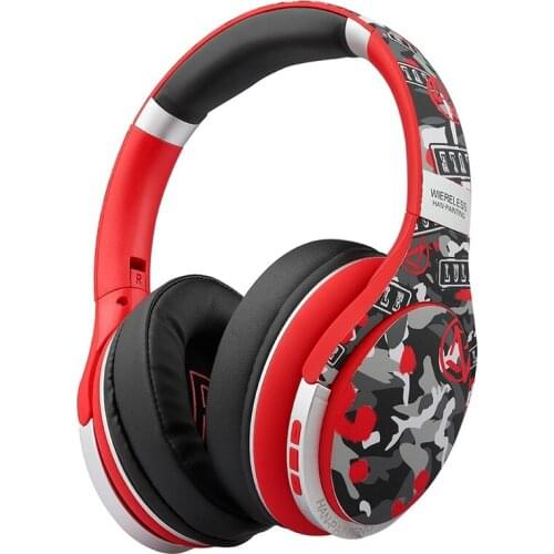 Wireless Portable Collapsible Headphones Hand-Painting Style Bass Music Earbud Bluetooth 5.0 Sport Headset Support TF Card Play