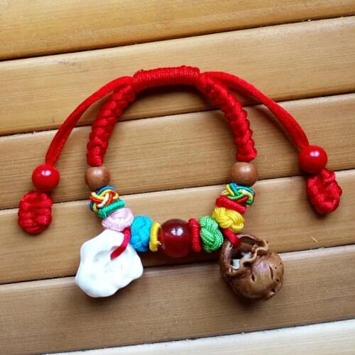 Zhao can choose Style baby child Evil spirits Yajing Bracelet Peach basket Porcine bone Zodiac Peach Wood Red rope infant