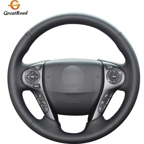 Black PU Artificial Leather Car Steering Wheel Cover for Honda Accord 9 2013 2014 2015 2016 2017 Crosstour 2013 2014 2015