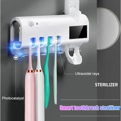 Hot Antibacteria UV Toothbrush Holder Automatic Toothpaste Dispenser Home Cleaner Bathroom Accessories Set FRE-Drop