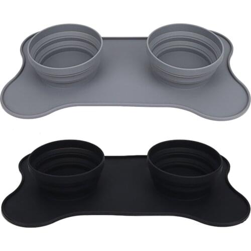 Pets Silicone Foldable Bowl Pads Outdoor Travel Portable Dog Cat Feeding Drinking Food Mat Anti Slip Easy Washing Puppy Bowl