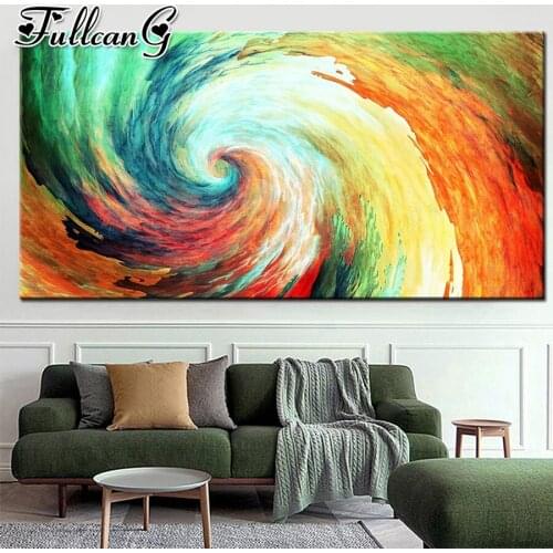 FULLCANG Abstract colorful landscape large diamond painting 5d diy full square round drill mosaic embroidery sale decor FC2842