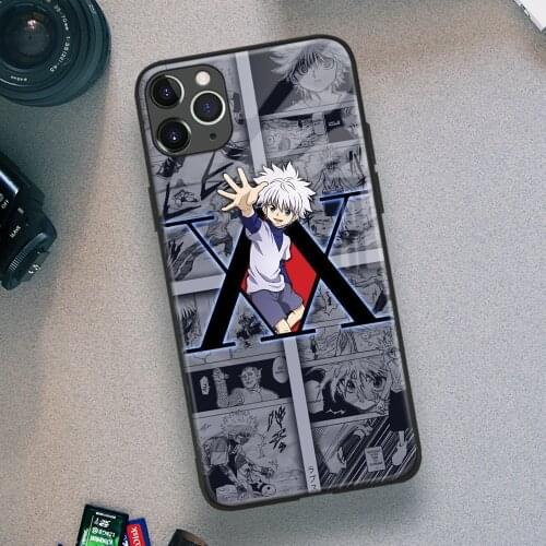 Killua Zoldyck Hunter X Hunter Anime Soft TPU Glass Phone Case for IPhone SE 6s 7 8 Plus X Xr Xs 11 12 Mini Pro Max Samsung