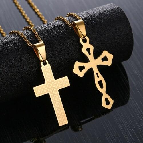 Korean titanium steel cross necklace for men and women