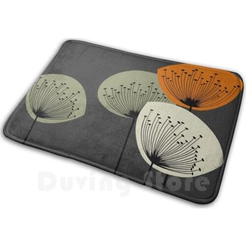 Art Deco - Mid Century Modern - Floral Pattern - Cool Tones Carpet Mat Rug Cushion Soft Non - Slip Art Floral Pattern Boho