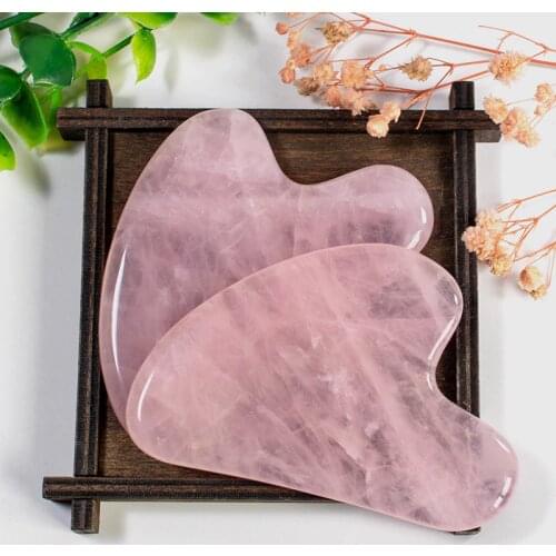 Fubaoying Massage Real Jade Stone Guasha Rose Quartz Gua sha Set Board Body Neck Facial Scraping Tool For Face