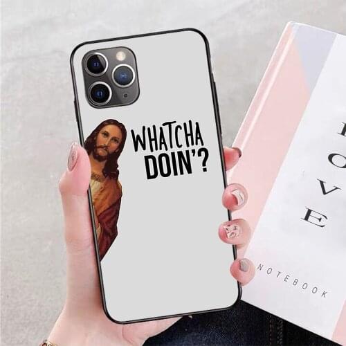For iPhone Jesus is Watching Meme Soft TPU Border Apple iPhone Case
