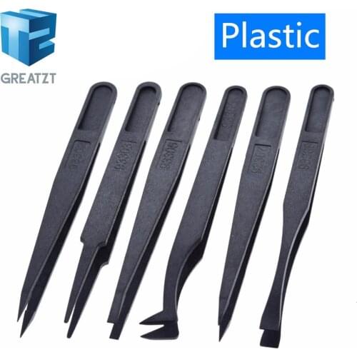 GREATZT 6pcs Anti-static Electronic Tweezers Kit ESD Plastic Forceps PCB Repair Hand Tools Set