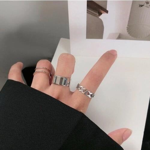 Hiphop Rock Metal Circular Punk Rings Set Opening Index Finger Accessories Buckle Joint Tail Ring for Women Girls Party Jewelry