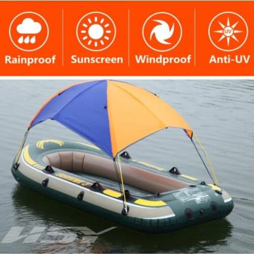 Rubber Boat Awning 2-4 Person Fishing Boat Inflatable Hovercraft Folding Sunshade Easy to Install Remove Sun Shade Maritime Trip
