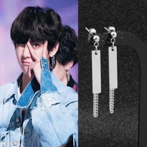The New Cold Wind Metal Long Tassel Earrings Punk Hip-Hop Wind Restoring Ancient Ways Is Asymmetric Chain Earrings Ear clip