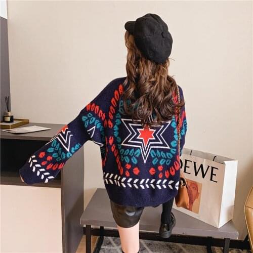 New national style short Pullover Sweater womens net red loose foreign style bottom coat ins super fire top