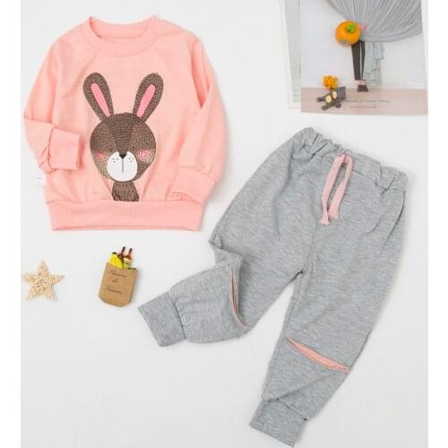 2021 Autumn Baby Girls Clothing Set Cartoon Cotton Newborn Toddler Kids Clothes Infant Girls Outfits 0-5 Year Children Tracksuit