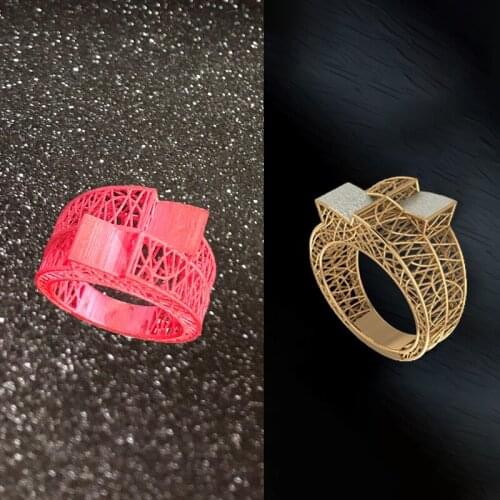 Whosale Price Bulk Quantity Castable Resins Printing Services for Fine Mens Fashion Ring with 3D Hollow Lines