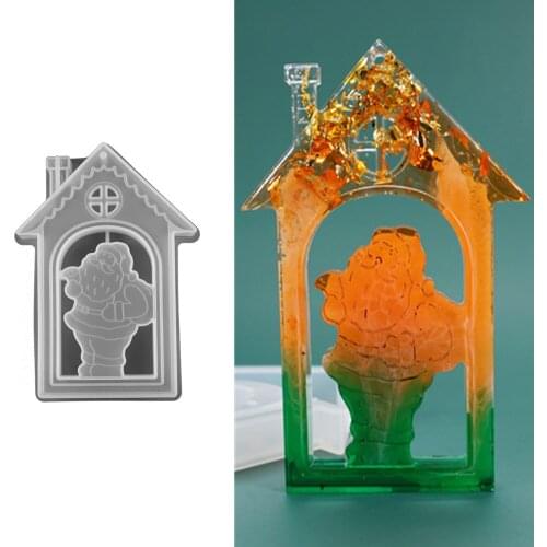 Santa Claus Listing Silicone Molds Epoxy Resin Mold Christmas House Brand Casting Mould for DIY Crafts Home Decorations Supplies